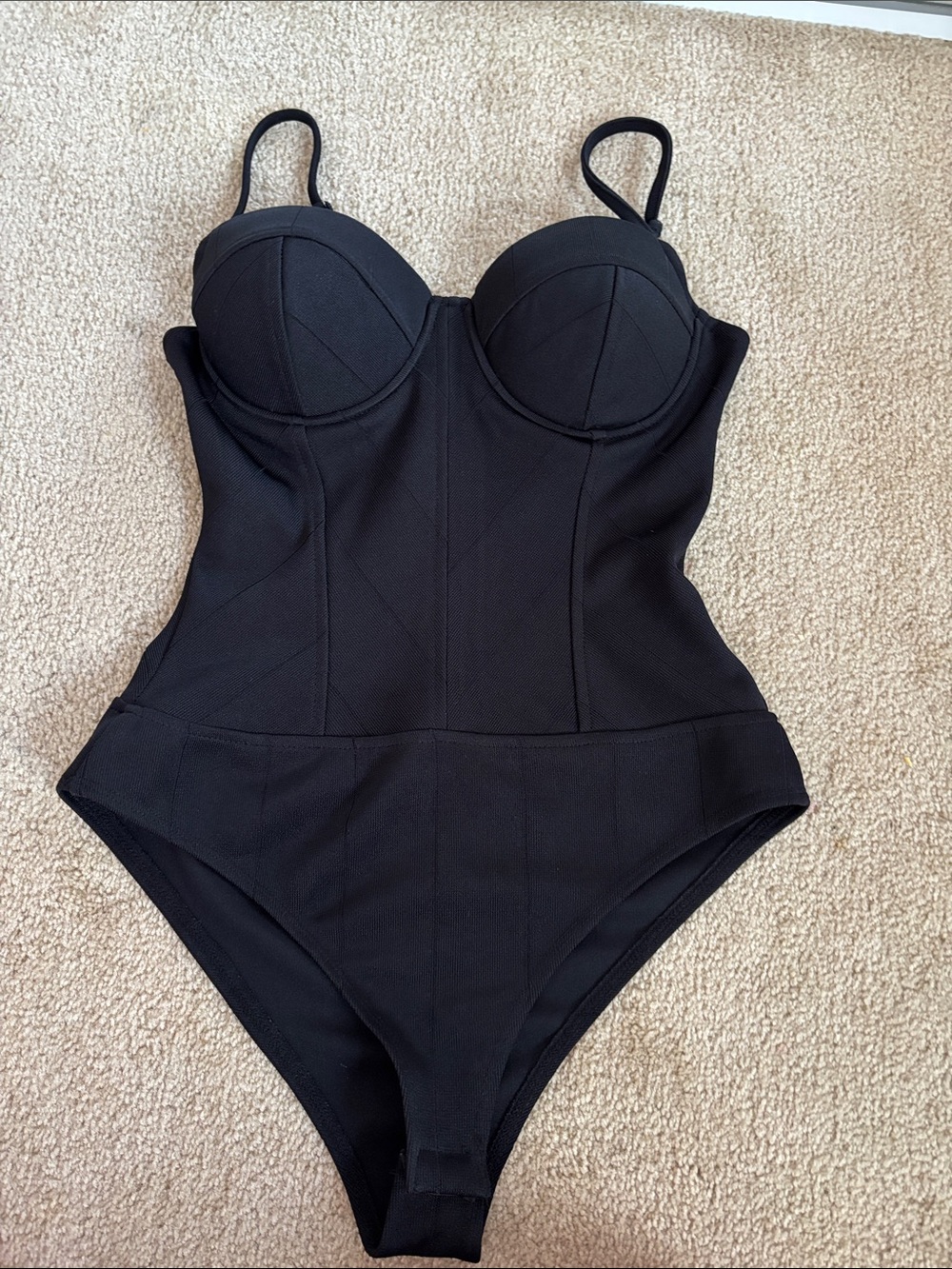 Black Structured One-Piece with Built-In Cups